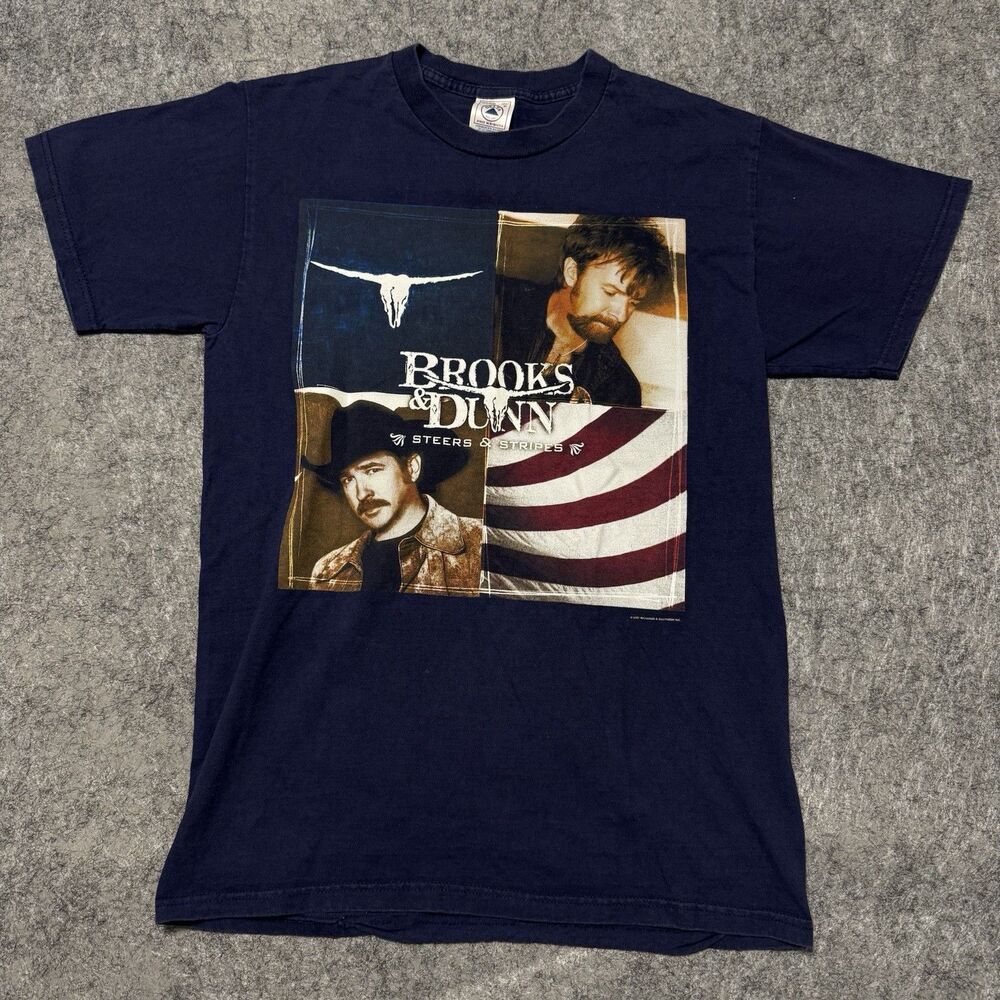 Vintage 2001 Brooks Dunn Neon Circus Tour Shirt M Steers Striped Country Concert